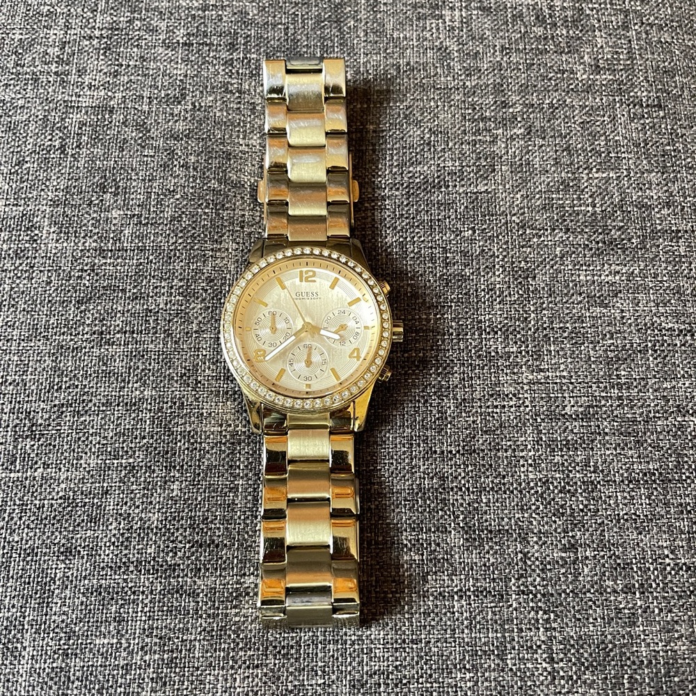 Guess Waterpro Gold Watch with Rhinestones